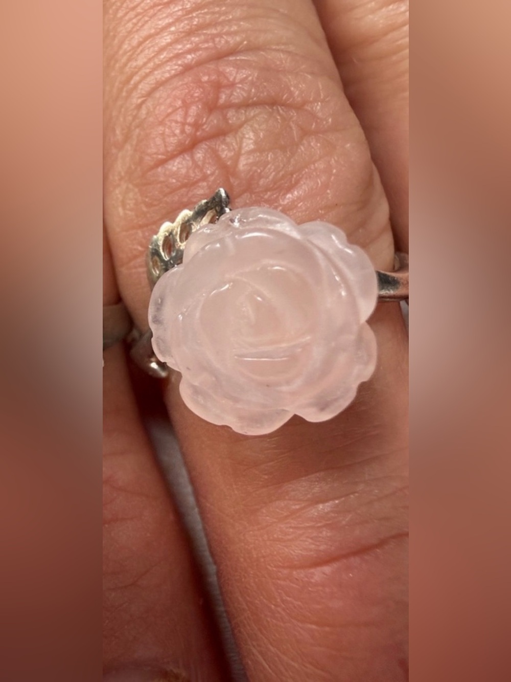 ✨ Vintage Elegance: Curated Rose Quartz 925 sz 7